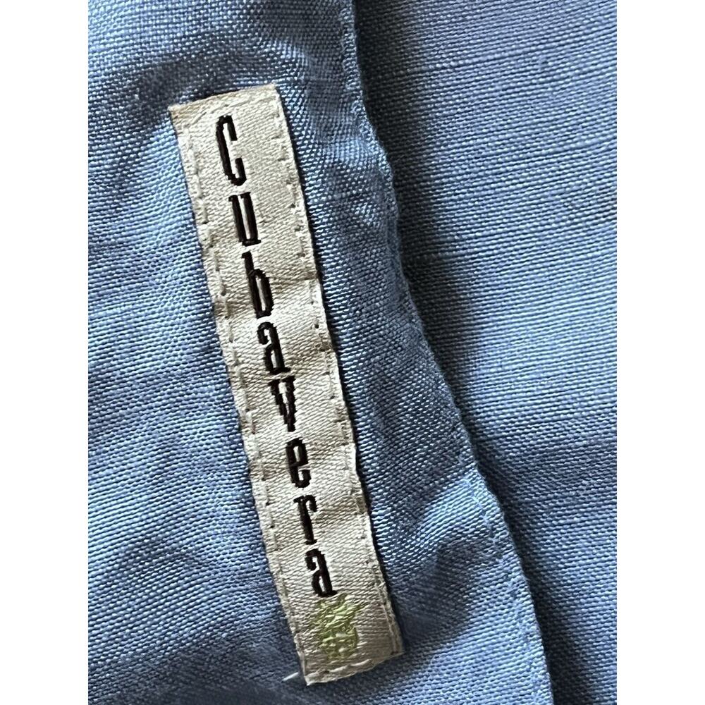 Cubavera Men's Large Blue Embroidered Short Sleeve Button Down. - Picture 8 of 10